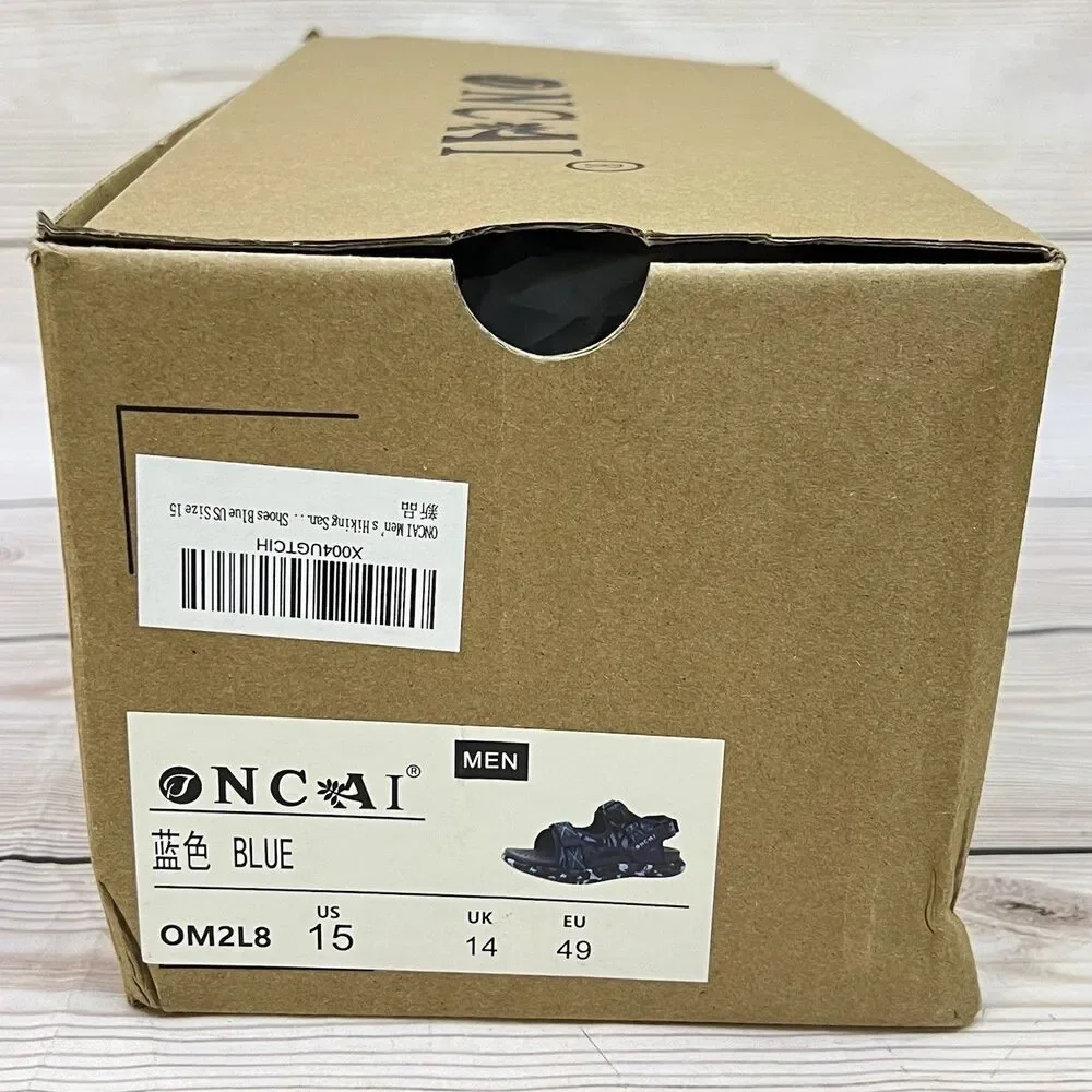ONCAI Hiking Orthotic Sport Sandals Mens 15 Blue Recovery Walking Arch Support